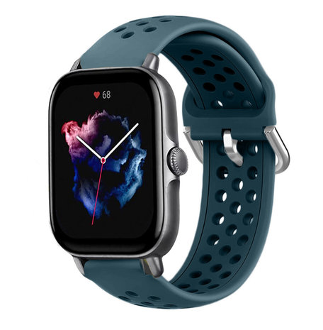 Strap-it® Strap-it Amazfit GTS 3 siliconen bandje met gaatjes (rock green)