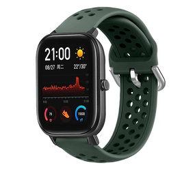 Strap-it® Xiaomi Amazfit GTS siliconen bandje met gaatjes (legergroen)