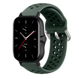 Strap-it® Amazfit GTS 2 siliconen bandje met gaatjes (legergroen)