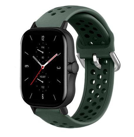 Strap-it® Strap-it Amazfit GTS 2 siliconen bandje met gaatjes (legergroen)