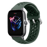 Strap-it® Amazfit GTS 3 siliconen bandje met gaatjes (legergroen)