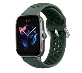 Strap-it® Amazfit GTS 3 siliconen bandje met gaatjes (legergroen)