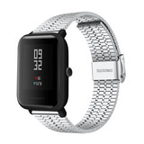 Strap-it® Xiaomi Amazfit Bip roestvrij stalen band (zilver) Strap-it® Xiaomi Amazfit Bip roestvrij stalen band (zilver)