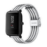 Strap-it® Xiaomi Amazfit Bip roestvrij stalen band (zilver/zwart) Strap-it® Xiaomi Amazfit Bip roestvrij stalen band (zilver/zwart)