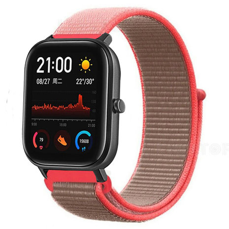 Strap-it® Strap-it Xiaomi Amazfit GTS nylon band (neon pink) Strap-it® Strap-it Xiaomi Amazfit GTS nylon band (neon pink)