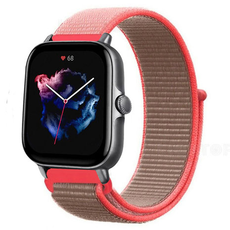 Strap-it® Strap-it Amazfit GTS 3 nylon band (neon pink) Strap-it® Strap-it Amazfit GTS 3 nylon band (neon pink)