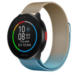 Strap-it® Polar Pacer Milanese band (blauw/goud)
