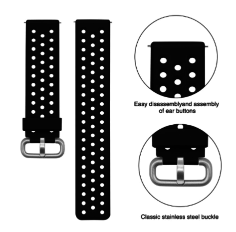 Strap-it® Strap-it Polar Vantage M siliconen bandje met gaatjes (zwart)