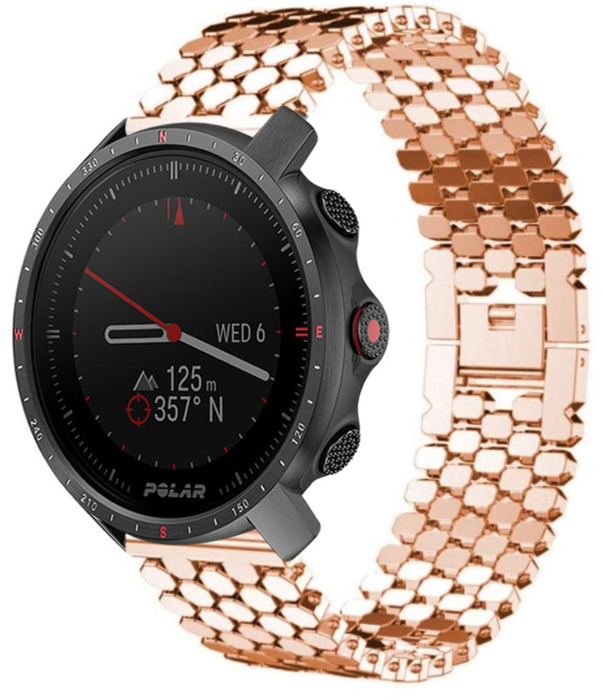 Strap-it® Strap-it Polar Grit X Pro stalen vis band (rosé goud)