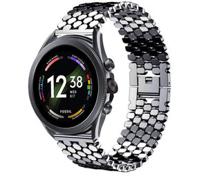 Strap-it® Fossil Gen 6 44mm stalen vis band (zwart)