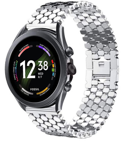 Strap-it® Strap-it Fossil Gen 6 44mm stalen vis band (zilver) Strap-it® Strap-it Fossil Gen 6 44mm stalen vis band (zilver)