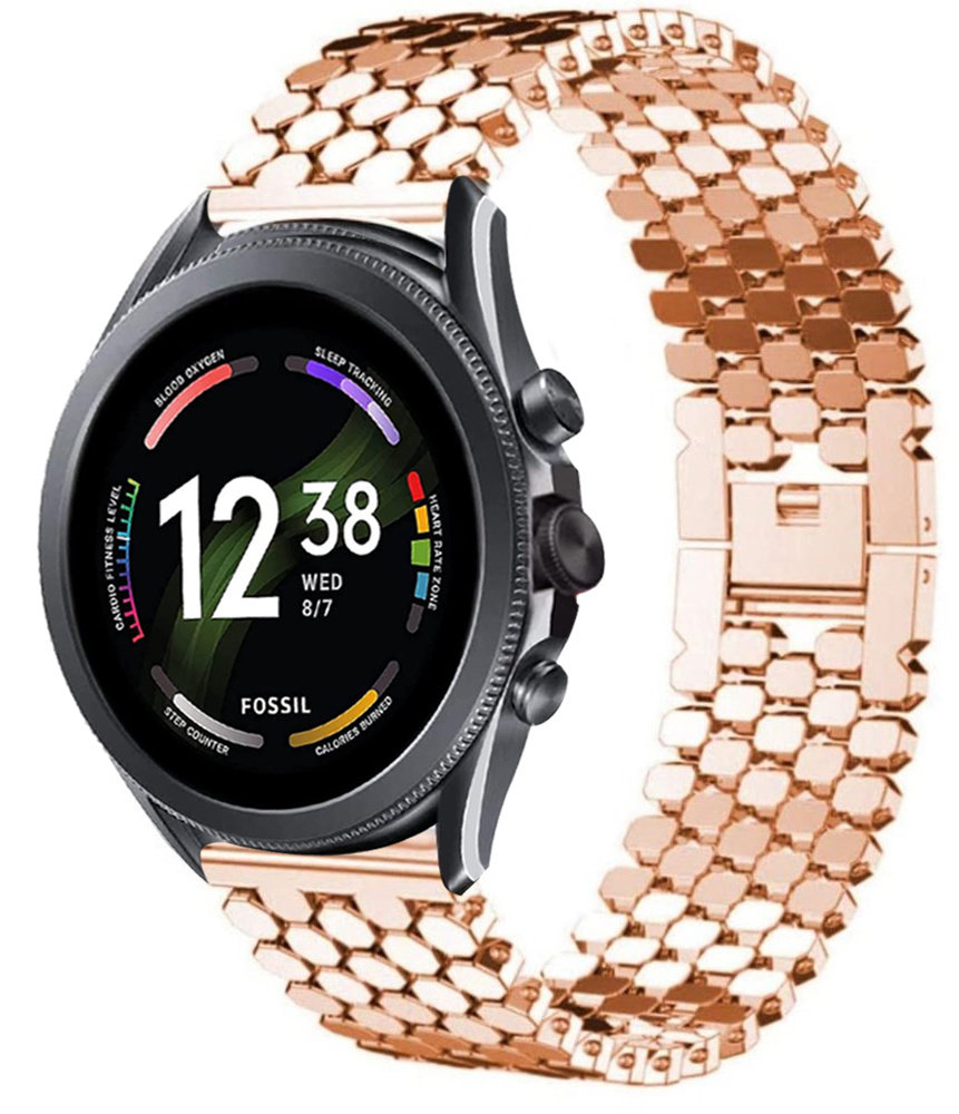 Strap-it® Strap-it Fossil Gen 6 44mm stalen vis band (rosé goud) Strap-it® Strap-it Fossil Gen 6 44mm stalen vis band (rosé goud)