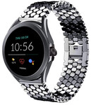 Strap-it® Strap-it Fossil Gen 5e 44mm stalen vis band (zwart)