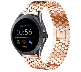 Strap-it® Fossil Gen 5e 44mm stalen vis band (rosé goud)
