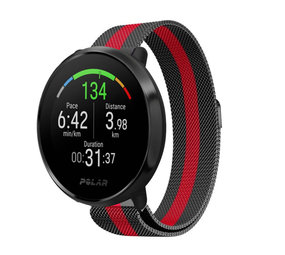 Strap-it® Polar Vantage M Milanese band (zwart/rood)
