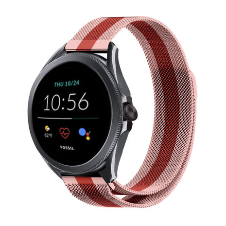 Strap-it® Strap-it Fossil Gen 5e 44mm Milanese band (rood/roze)