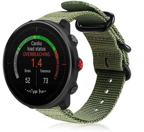 Strap-it® Strap-it Polar Vantage M nylon gesp band (groen