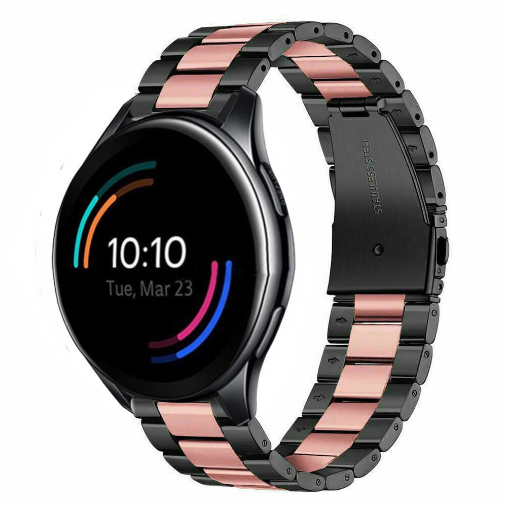 Strap-it® Strap-it OnePlus Watch stalen band (zwart/roze)
