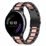 Strap-it® OnePlus Watch stalen band (zwart/roze)