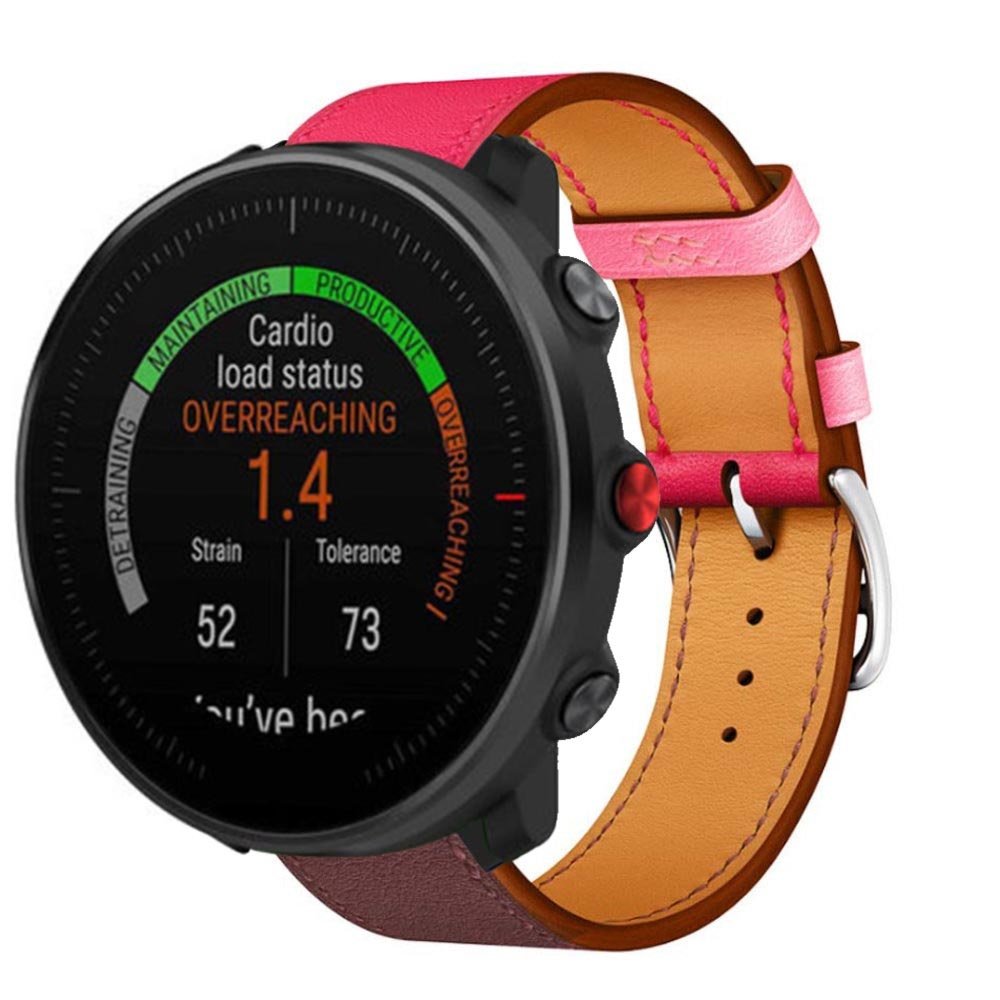 Strap-it® Strap-it Polar Vantage M leren band (knalroze/roodbruin)