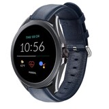 Strap-it® Fossil Gen 5e 44mm leren bandje (donkerblauw)