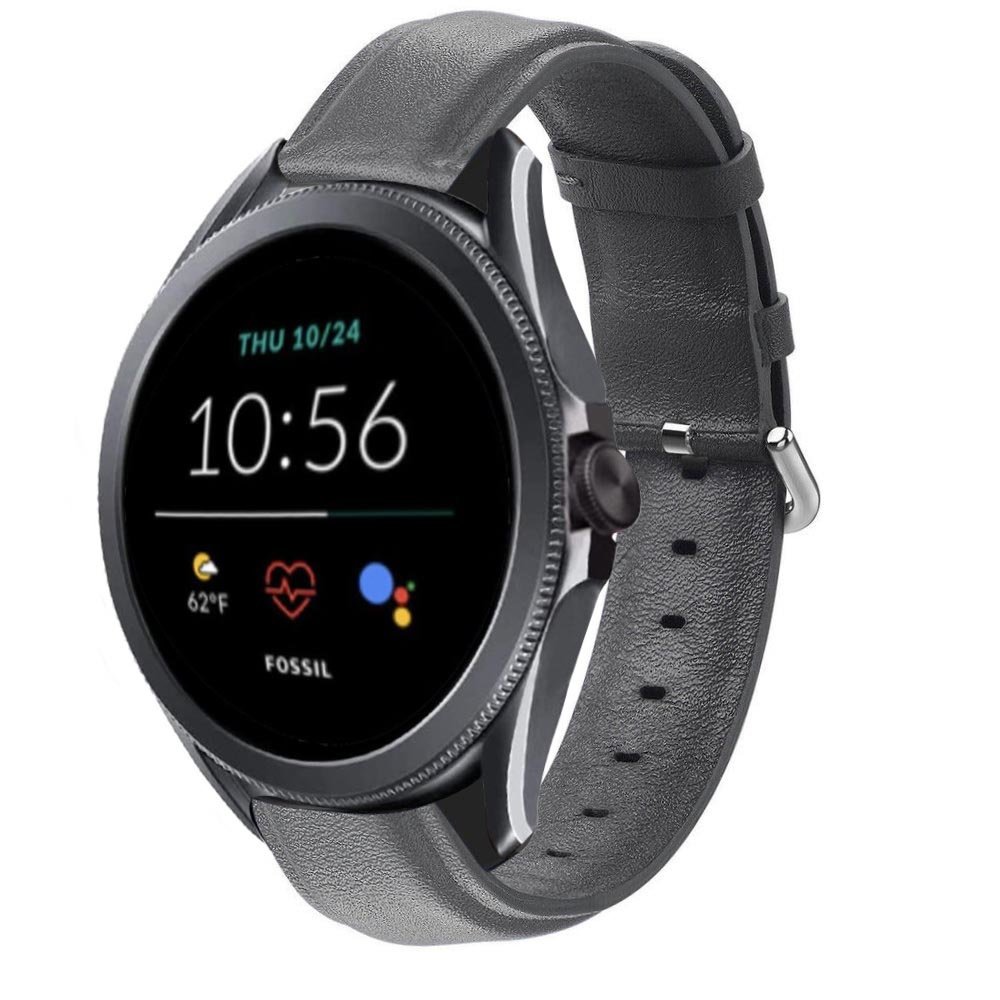 Strap-it® Strap-it Fossil Gen 5e 44mm leren bandje (donkergrijs)