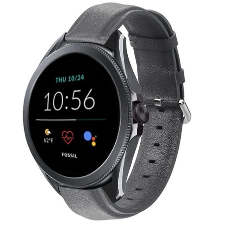 Strap-it® Strap-it Fossil Gen 5e 44mm leren bandje (donkergrijs)