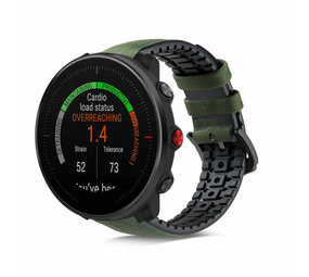 Strap-it® Polar Vantage M siliconen / leren bandje (zwart/groen)