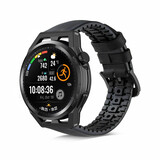 Strap-it® Huawei Watch GT Runner siliconen / leren bandje (zwart)