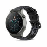 Strap-it® Huawei Watch GT 2 Pro siliconen / leren bandje (zwart)