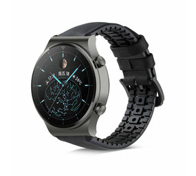 Strap-it® Huawei Watch GT 2 Pro siliconen / leren bandje (zwart)