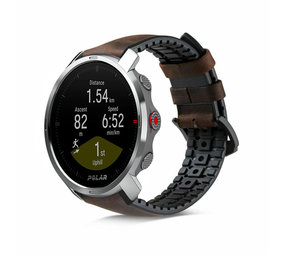 Strap-it® Polar Grit X siliconen / leren bandje (zwart/bruin)
