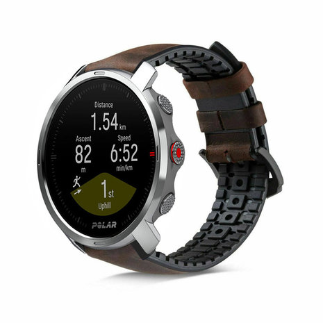 Strap-it® Strap-it Polar Grit X siliconen / leren bandje (zwart/bruin)