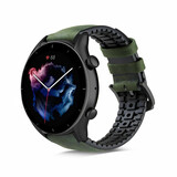 Strap-it® Amazfit GTR 3 (Pro) siliconen / leren bandje (zwart/groen)