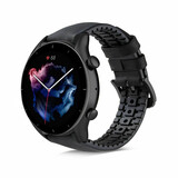Strap-it® Amazfit GTR 3 (Pro) siliconen / leren bandje (zwart)
