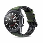 Strap-it® Strap-it Samsung Galaxy Watch 3 45mm siliconen / leren bandje (groen)