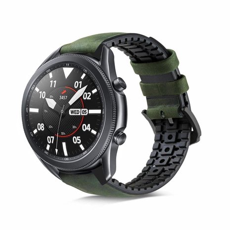 Samsung Galaxy Watch 3 45mm siliconen leren bandje groen Smartwatchbanden