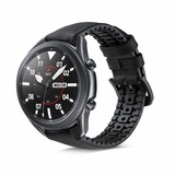 Strap-it® Samsung Galaxy Watch 3 45mm siliconen / leren bandje (zwart)