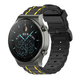 Strap-it® Huawei Watch GT 2 Pro sport gesp band (zwart/geel) Strap-it® Huawei Watch GT 2 Pro sport gesp band (zwart/geel)