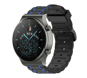 Strap-it® Huawei Watch GT 2 Pro sport gesp band (zwart/blauw) Strap-it® Huawei Watch GT 2 Pro sport gesp band (zwart/blauw)