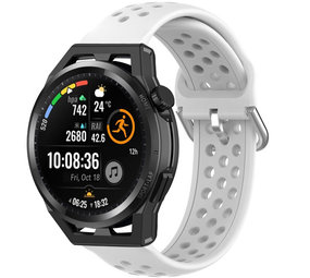 Strap-it® Huawei Watch GT Runner siliconen bandje met gaatjes (wit)
