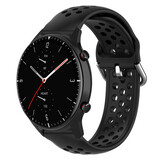 Strap-it® Amazfit GTR 2 siliconen bandje met gaatjes (zwart)