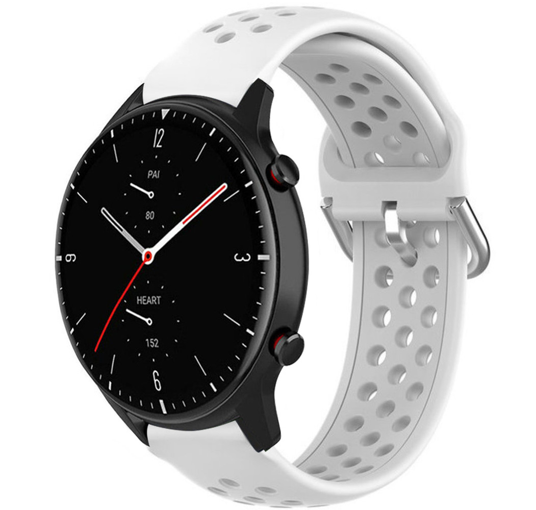 Strap-it® Strap-it Amazfit GTR 2 siliconen bandje met gaatjes (wit)