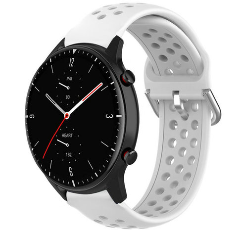 Strap-it® Strap-it Amazfit GTR 2 siliconen bandje met gaatjes (wit)