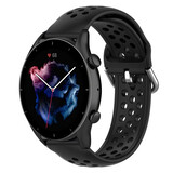 Strap-it® Amazfit GTR 3 (Pro) siliconen bandje met gaatjes (zwart)