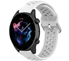 Strap-it® Amazfit GTR 3 (Pro) siliconen bandje met gaatjes (wit)