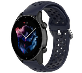 Strap-it® Amazfit GTR 3 (Pro) siliconen bandje met gaatjes (donkerblauw)