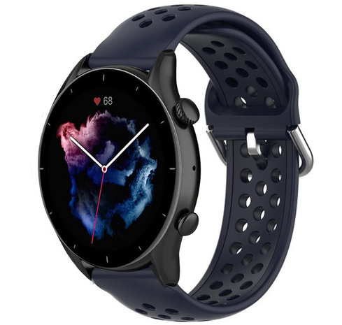 Strap-it® Strap-it Amazfit GTR 3 (Pro) siliconen bandje met gaatjes (donkerblauw)