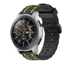 Strap-it® Samsung Galaxy Watch 46mm sport gesp band (zwart/geel)