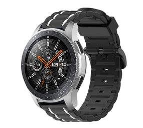 Strap-it® Samsung Galaxy Watch 46mm sport gesp band (zwart/wit)